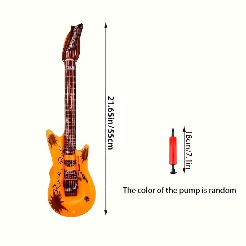 10pcs Inflatable Guitars+1pc Air Pump (Random Color) 80s Rock Star Party Decor