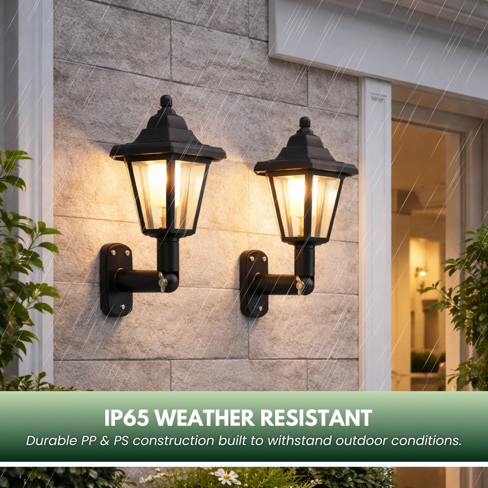 Set of 2 Solar Outdoor Wall Lights Victorian IP65 Solar Garden Lanterns