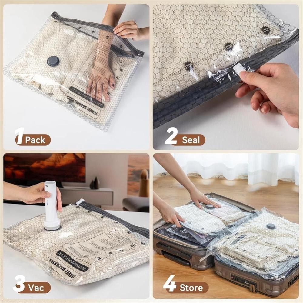 Cordless Rechargeable Vacuum Bag Set Portable Travel Storage Pump Bedding Clothe