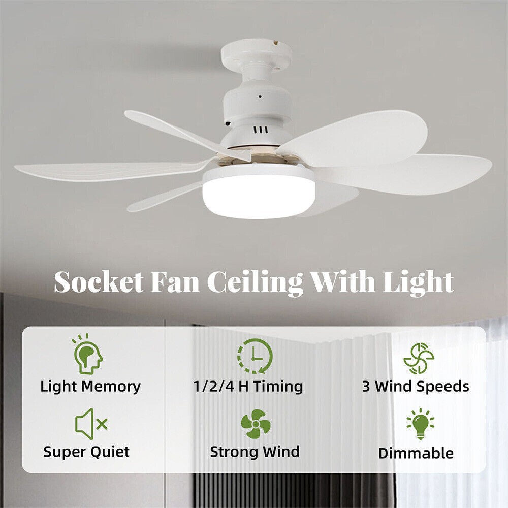 Modern Led Ceiling Fan with Light Dimmable E27 Bedroom Living Room Fan Lamp 30W~