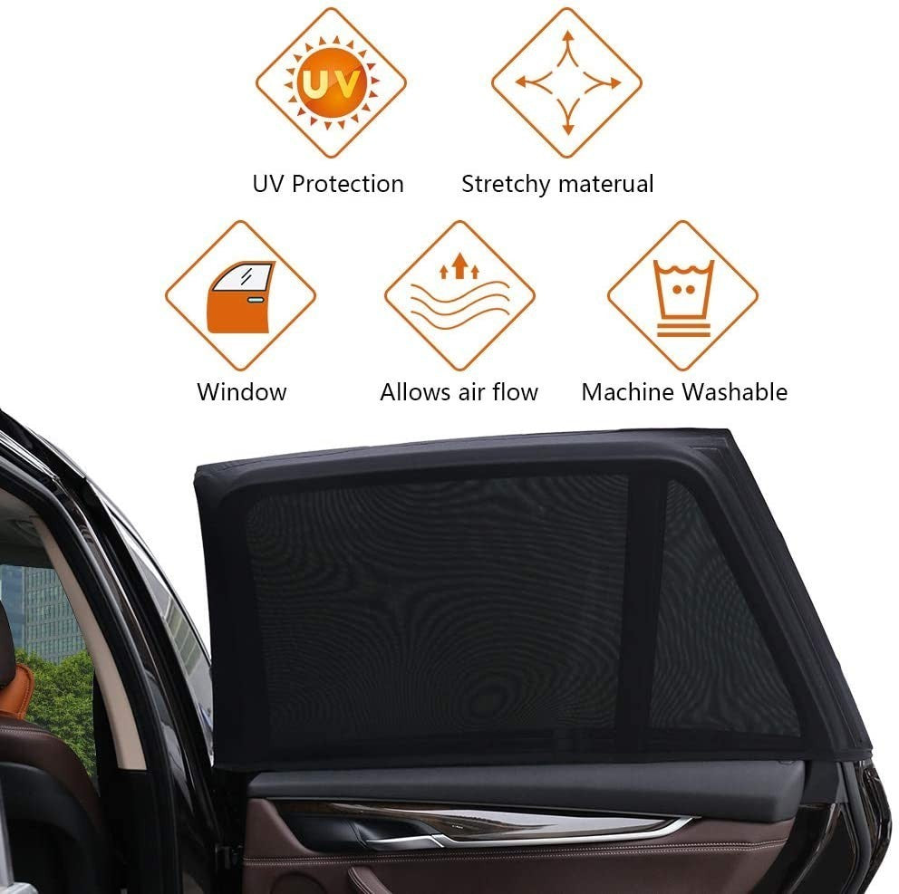 2 x Car Sun Shade Shield Socks Rear Side Window Large Square Cover UV Mesh