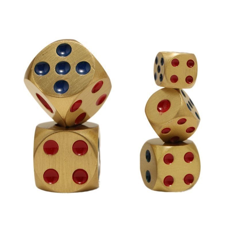 6Pcs 13-20mm Game Solid Brass Dice Heavy Metal D6 Each Hand Polished Gold