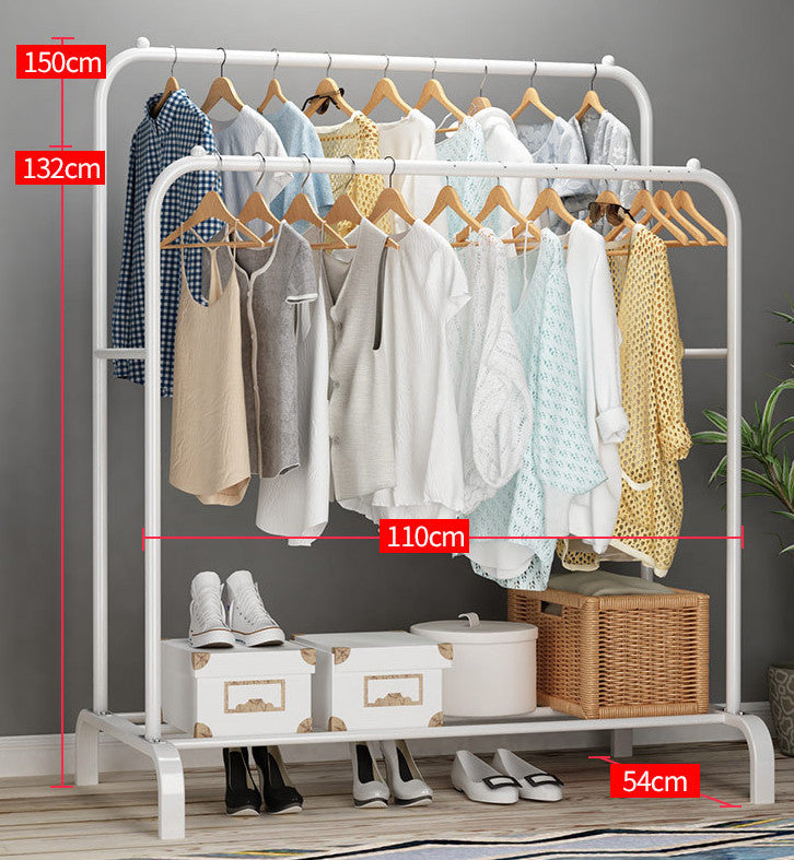 Heavy Duty Double Clothes Rail Hanging Rack Garment Display Stand Shoes Storage