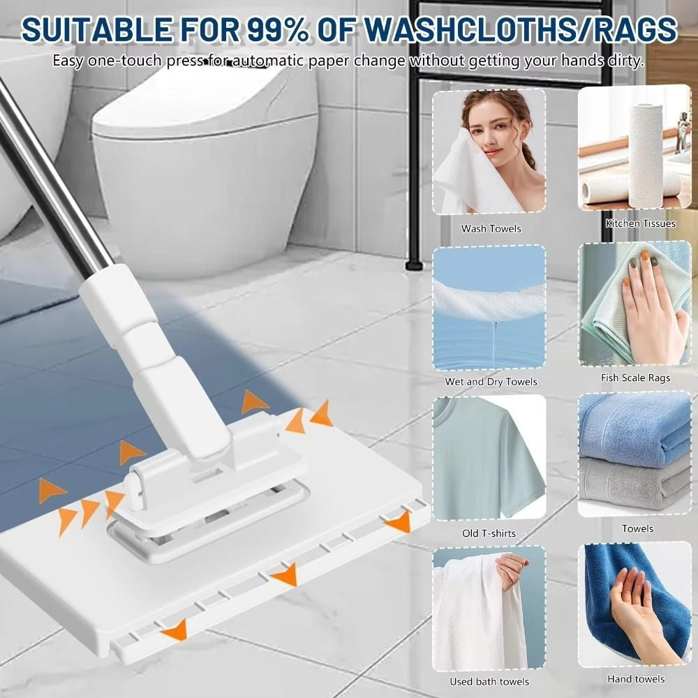 Clamping Dust Mops 360° Rotating Head Automatic Mop Clip  Dust Removal