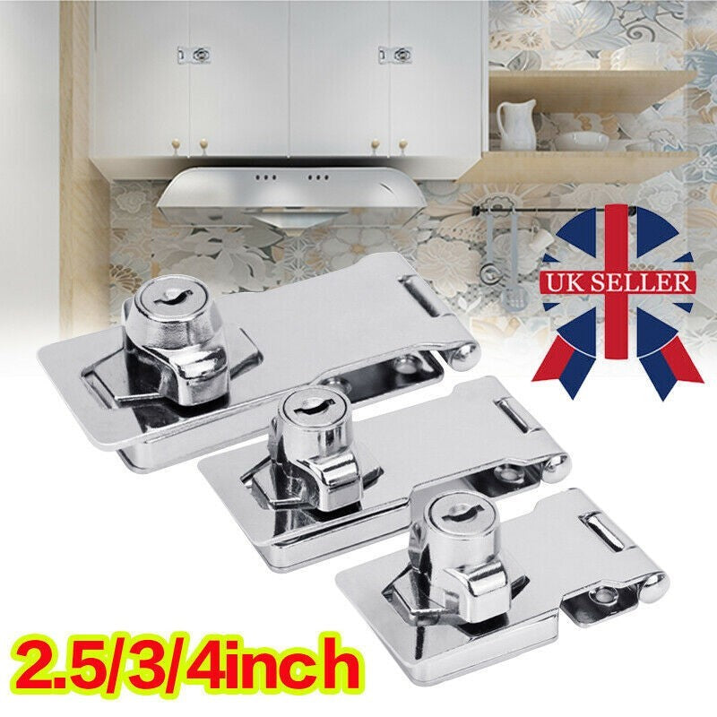 Heavy-Duty Locking Hasp And Staple With Keys Padlock Cupboard Shed Garage Lock