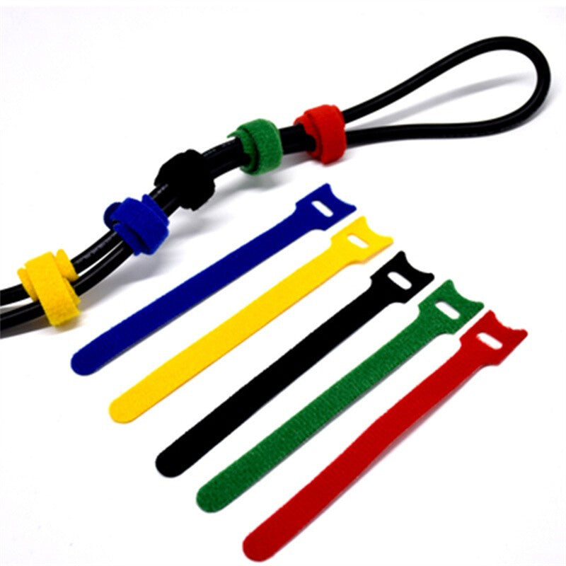 100xReusable Ties Velcros Hook and Loop Fastener Tape Ties Straps 150mm Color