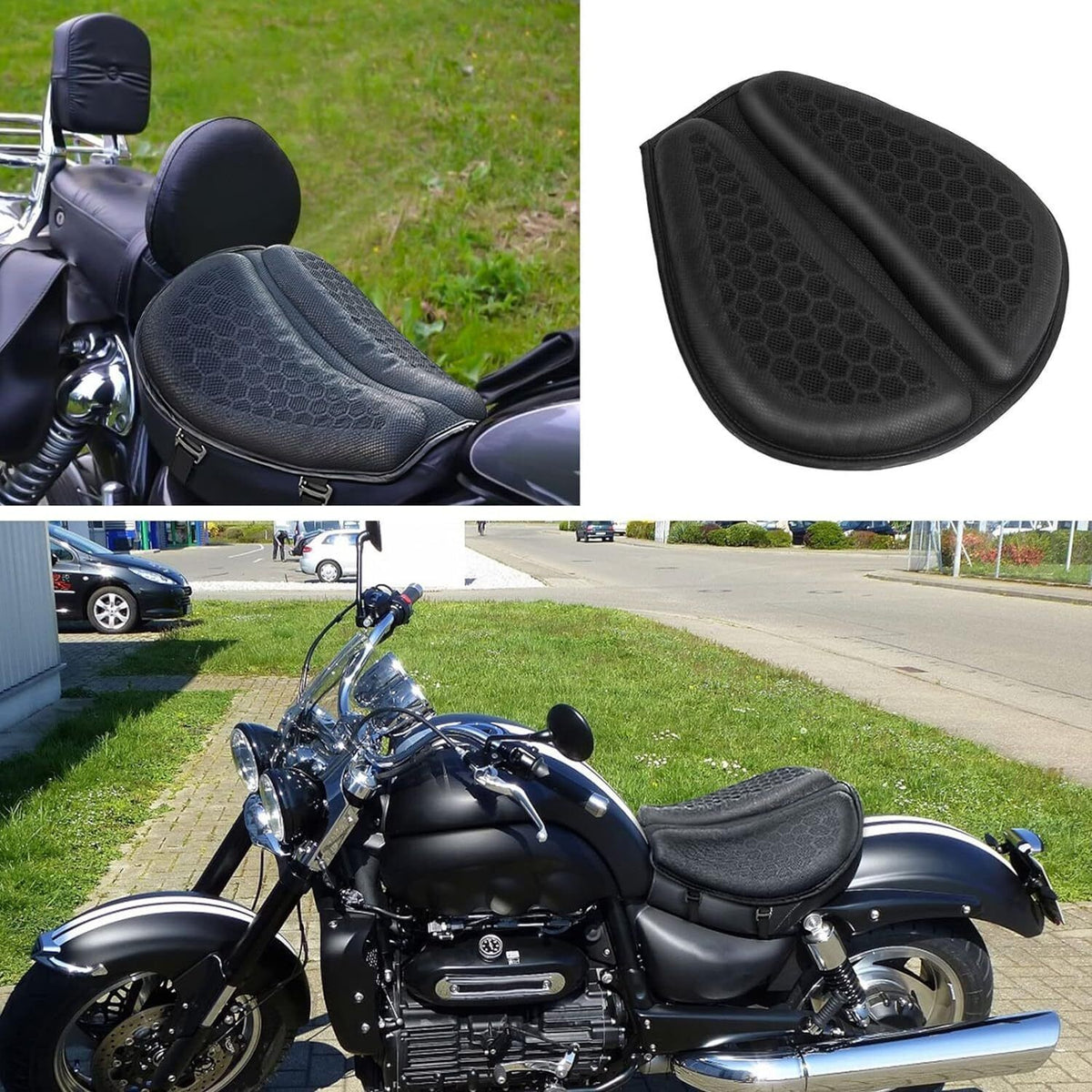 Motorcycle Gel Seat Cushion Comfort Pillow Pad Cover Pressure Relief Universal