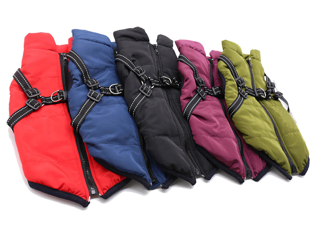 UK Pet Dog Vest Puppy Dog Autumn Winter Warm Padded Coat Harness Zip Jacket