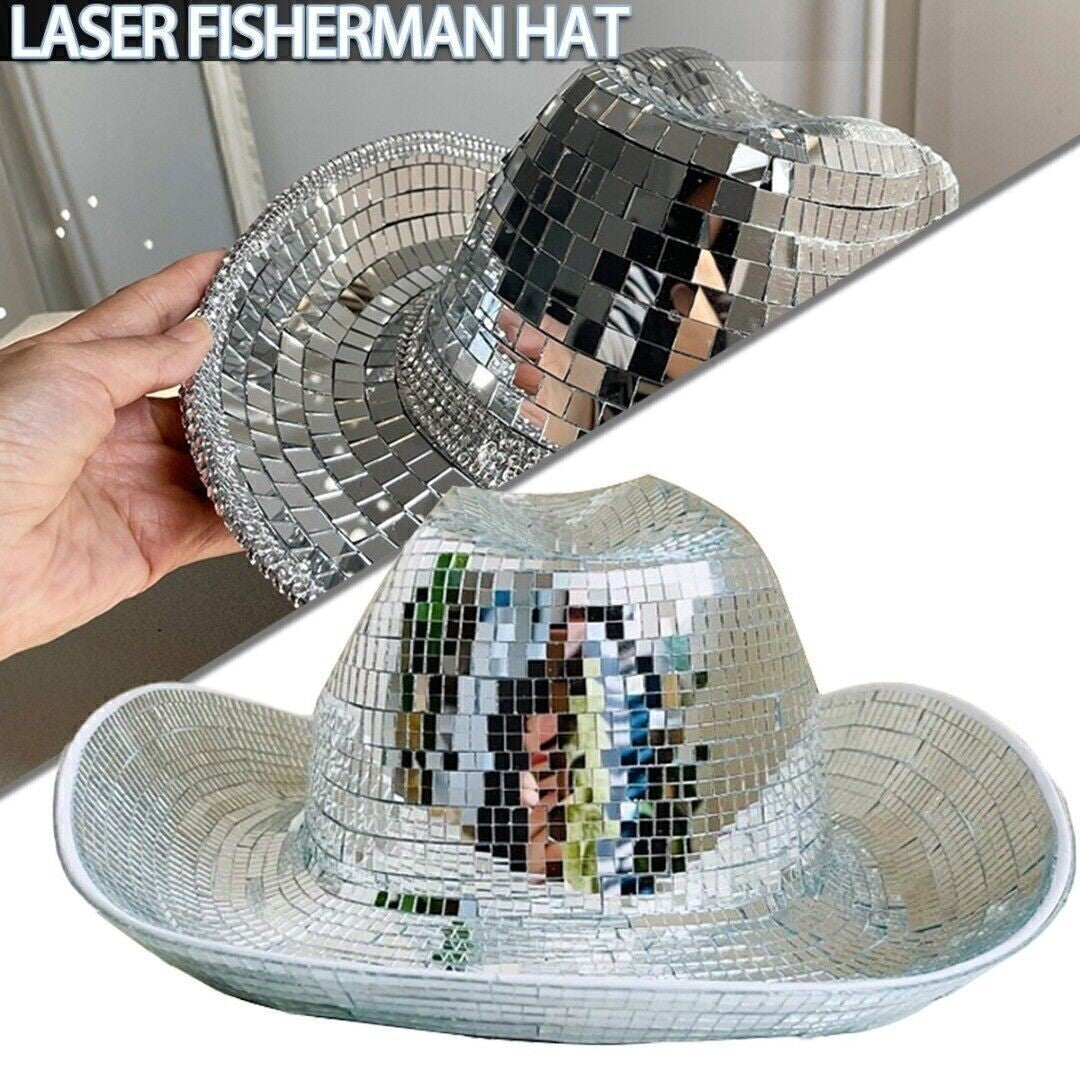Mirror Ball Cowboy Hat Light-Reflecting Disco Cowboy Hat Handmade
