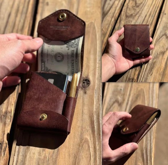 Vintage Handmade Leather Wallet,Multifunctional Handmade Leather Wallet for Men