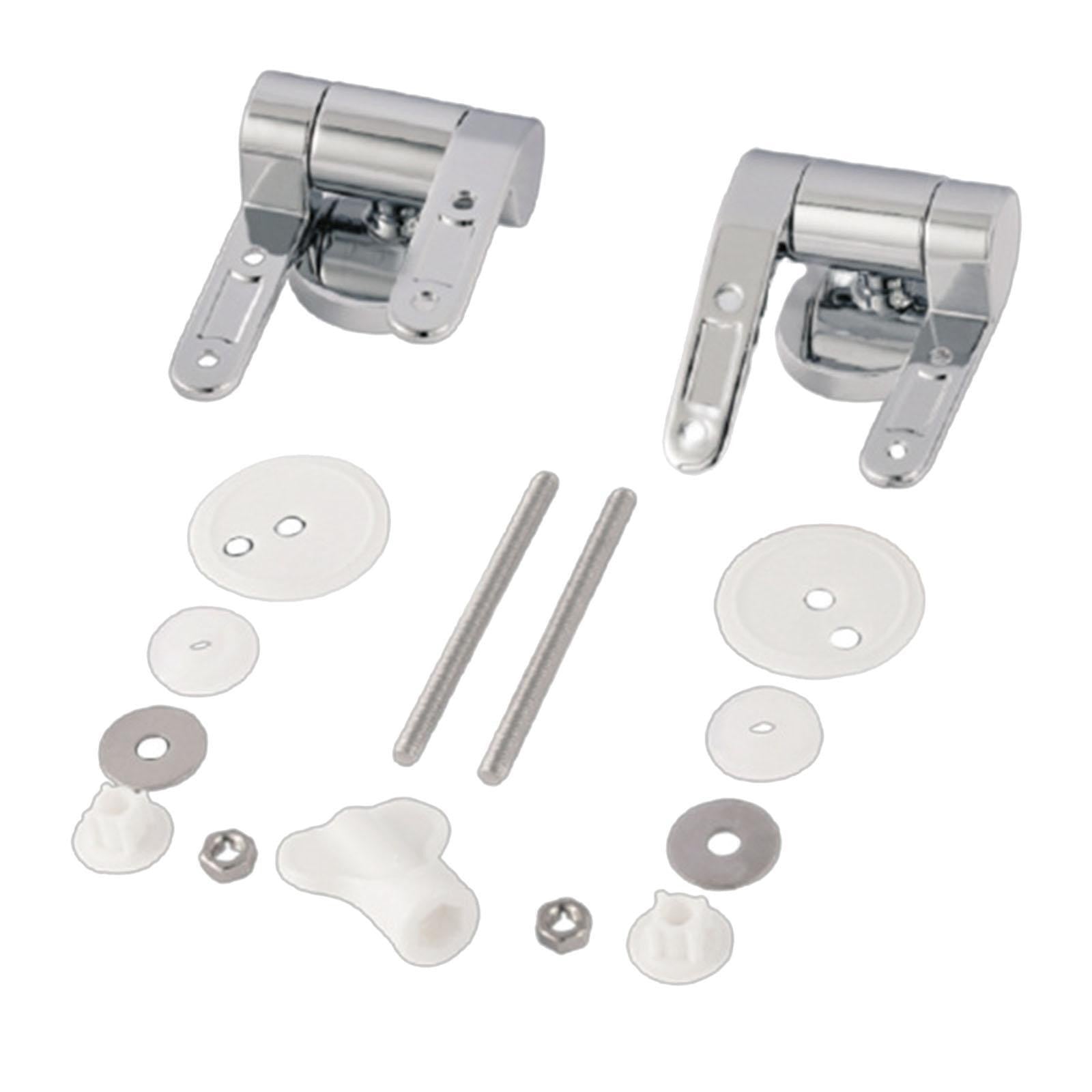 2pcs WC Toilet Seat Hinges Universal Hinge Replacement Hinge Set with Fittings