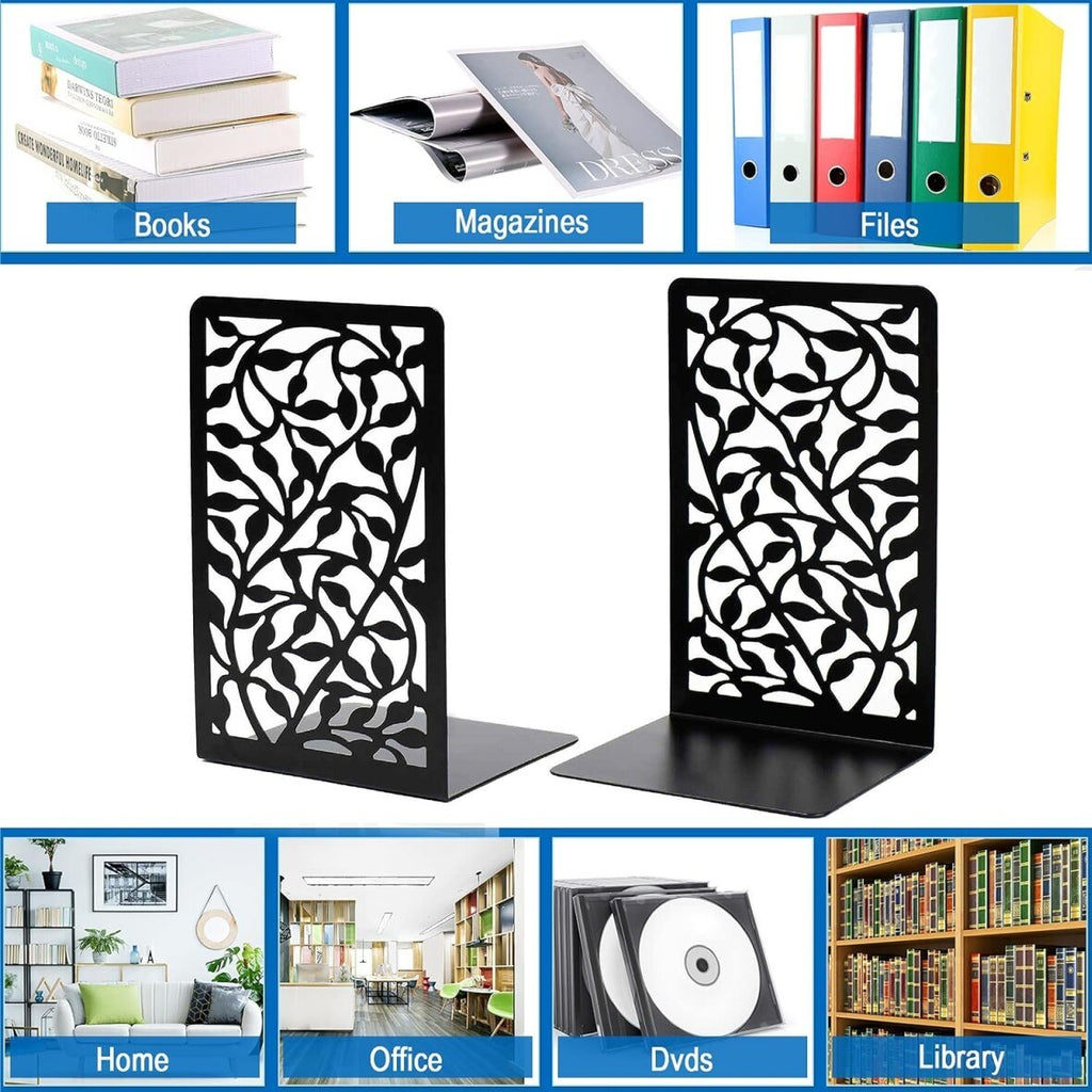 2 Pairs Decorative Heavy Duty Metal Bookends Book Ends 6.7'' Office Stationery