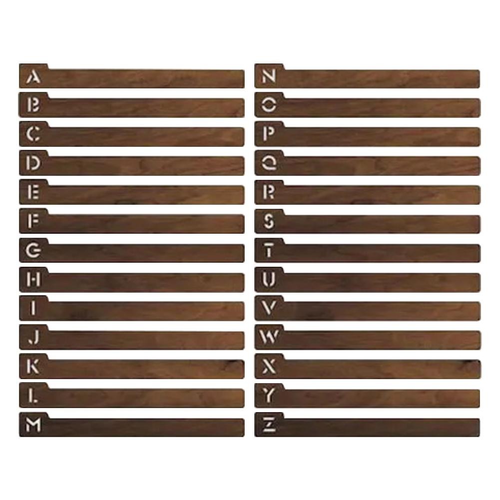 26 Piece Wooden Vinyl Dividers A-Z for Alphabetical Record Organization