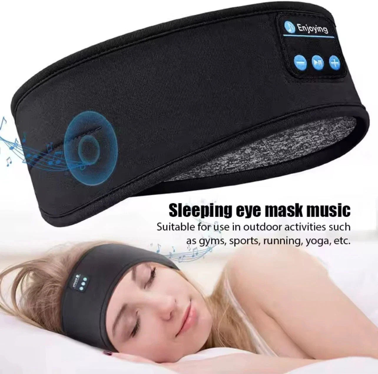 Wireless Bluetooth Headband Sleeping Eye Mask Headphones Headset Music Sports UK