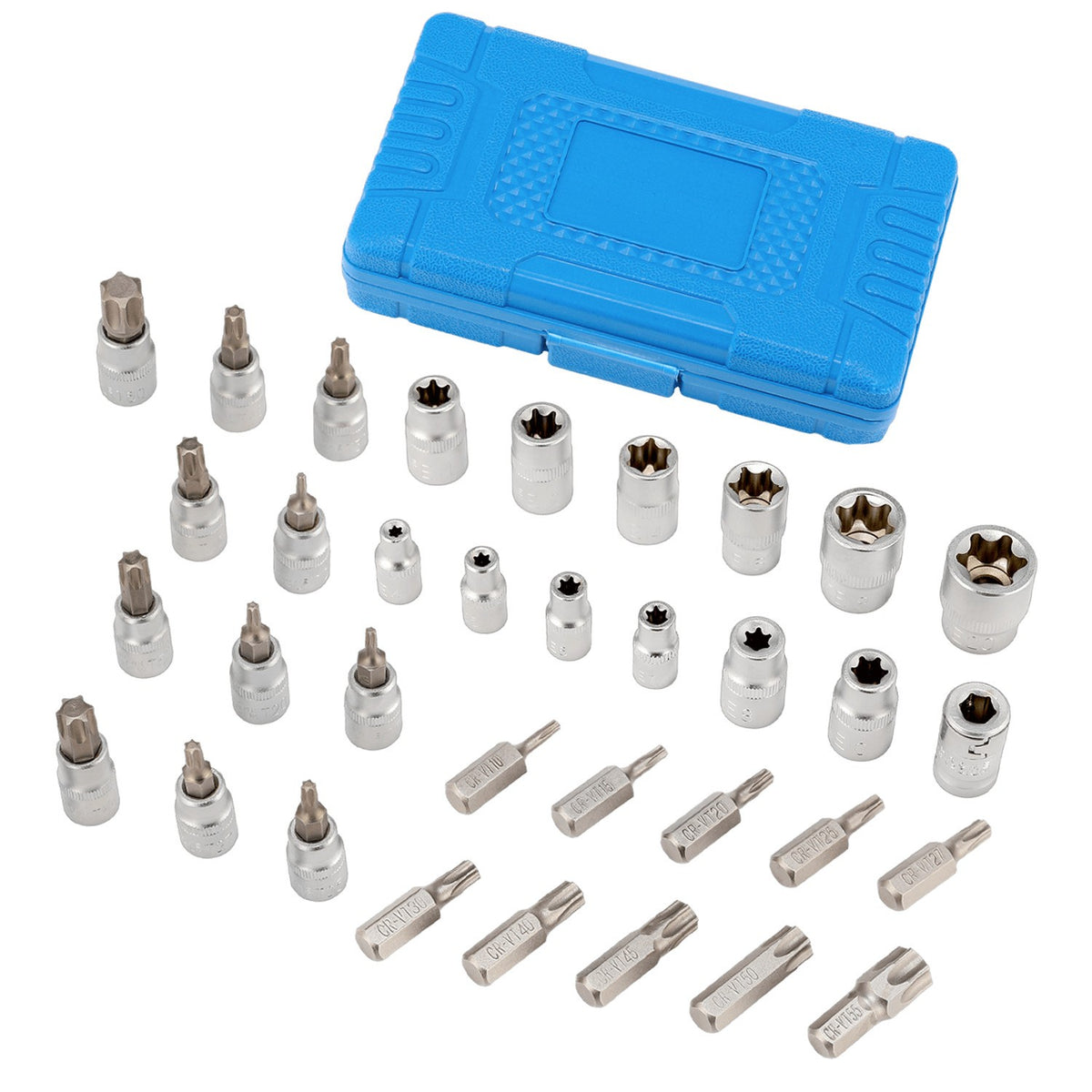 34pcs Torx Star Socket & Bit Set Male Female E & T Sockets Torx Bits with Case👍