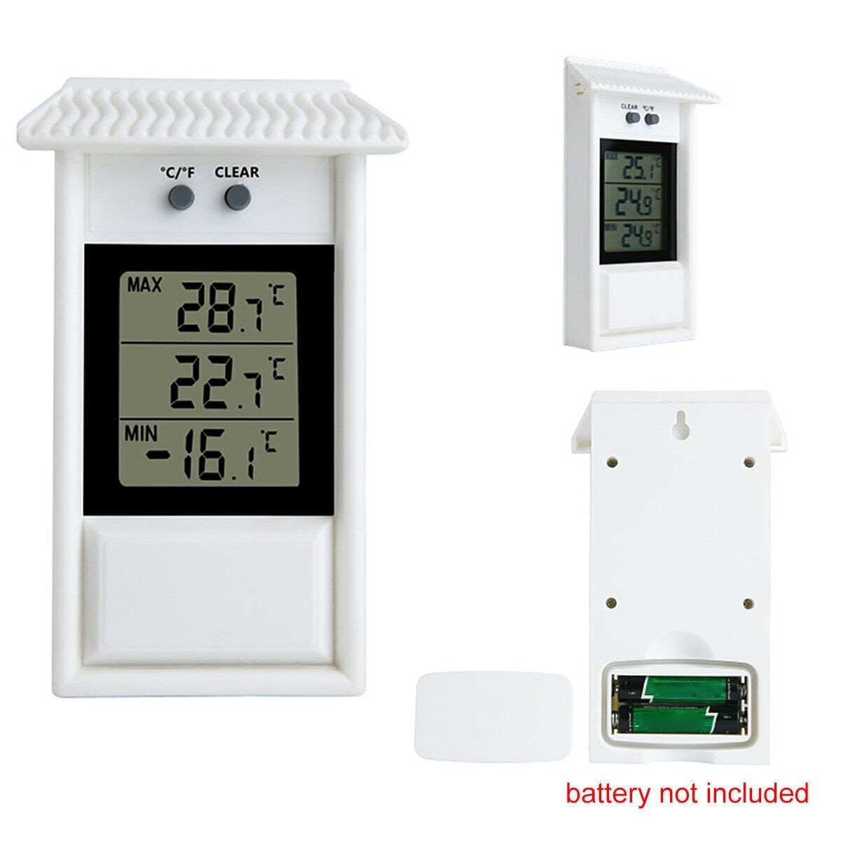 Outdoor Garden Temperature Gauge Digital Max Min Greenhouse Thermometer