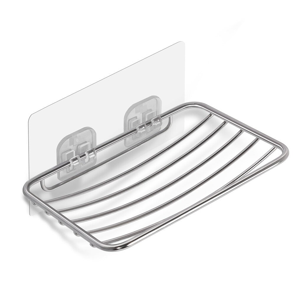 Stainless Steel Soap Dish Holder Shower Soap Case Tray Strong Sticky Bathroom