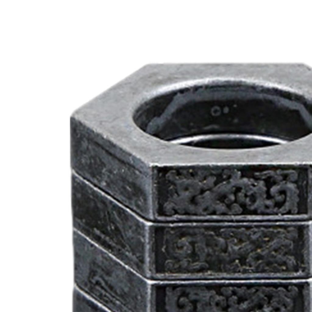 4 Set Hexagon Round Retro Outdoor/Safe 4-Finger Ring for Outdoor Camping