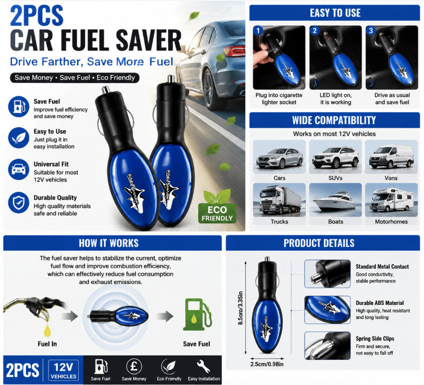2PCS Car Fuel Saver Device Fuel Saving Economizer Petrol Diesel Gas Saver