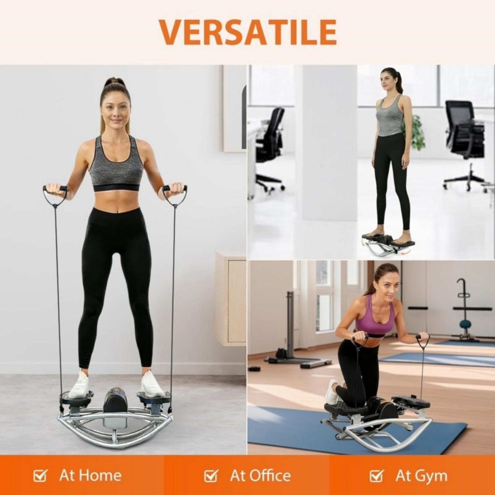 Side-to-Side Rock Stepper w Elastic Resistance Bands LCD Monitor Balance Trainer