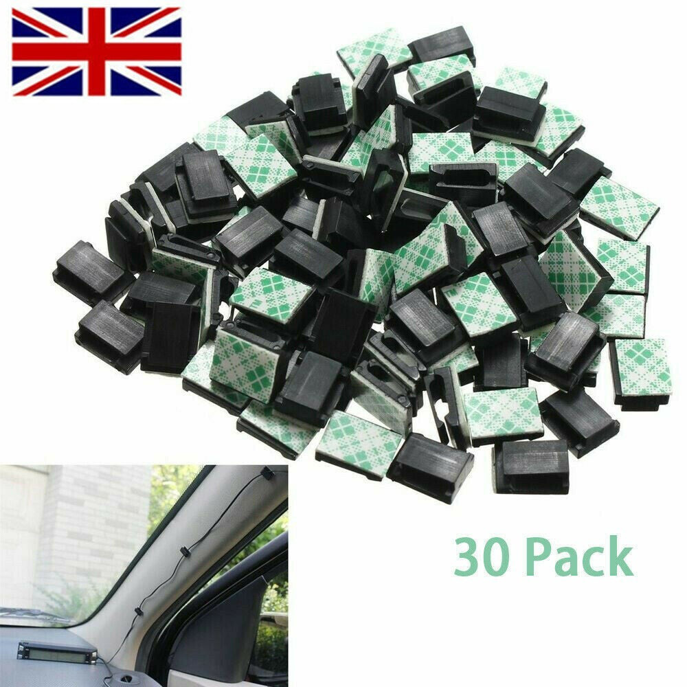 30X Cable Clips Holder Tidy Adhesive Home Car Wire Tie Fixer Drop Clamp Cord