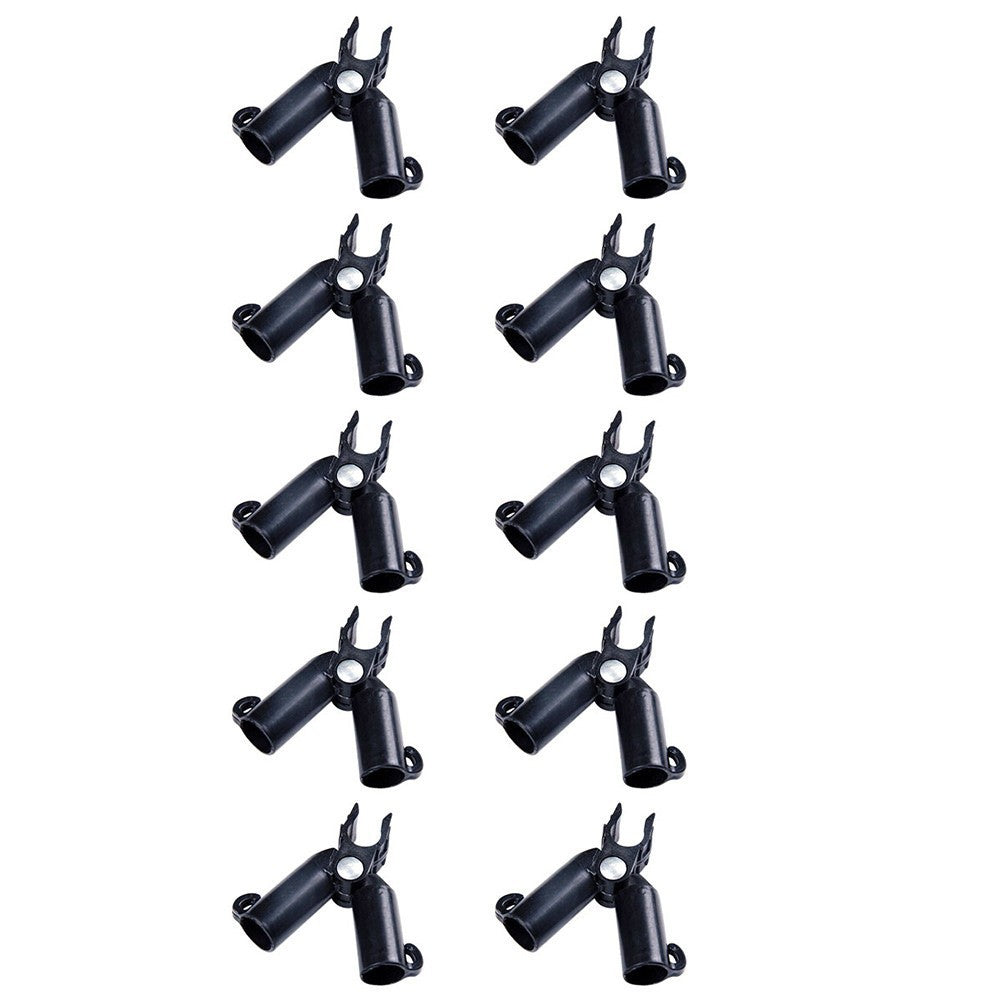 Garden Cane Connectors 10 Pcs for Netting Support Poles Clip Stake Black Plastic