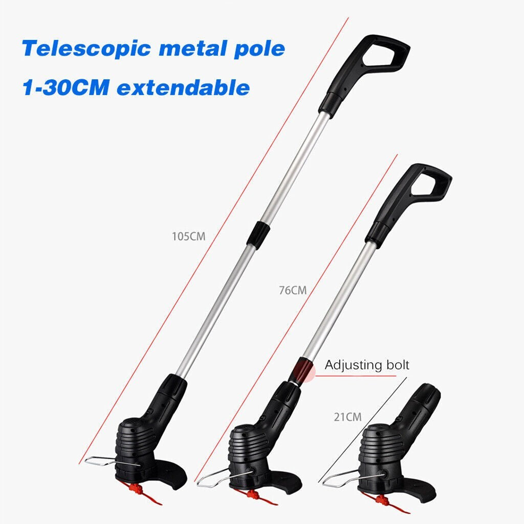 Electric Cordless Grass Trimmer Garden Weed Strimmer Cutter Rechargeable Tool