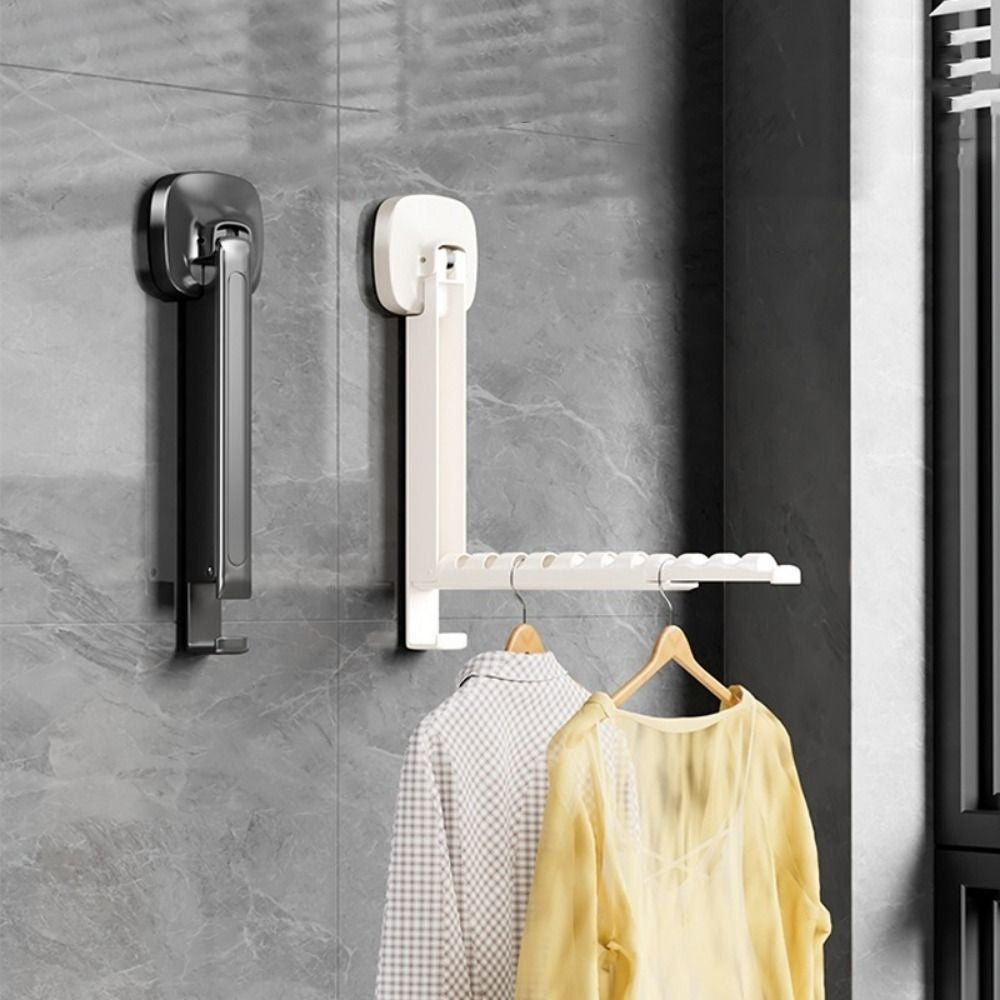 2X Wall-Mounted Clothes Drying Rack With Suction Cup Foldable Retractable Racks
