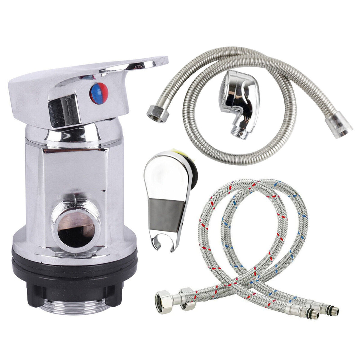 Motorhome Campervan Shower Mixer Tap Outlet 1/2" + 2x 800mm Hose + Shower Head
