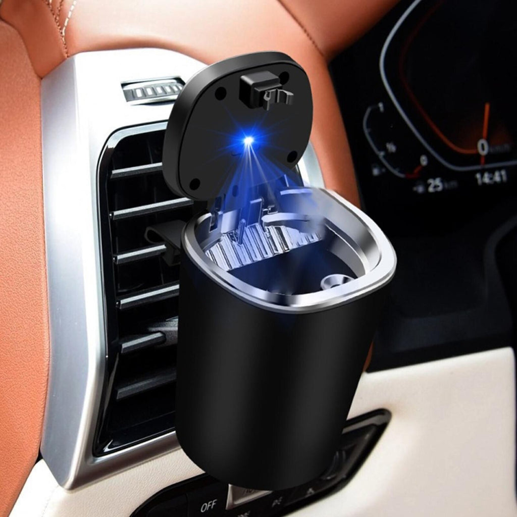Auto Car Ashtray Cup Ash Holder LED Light Lid Portable Detachable UK