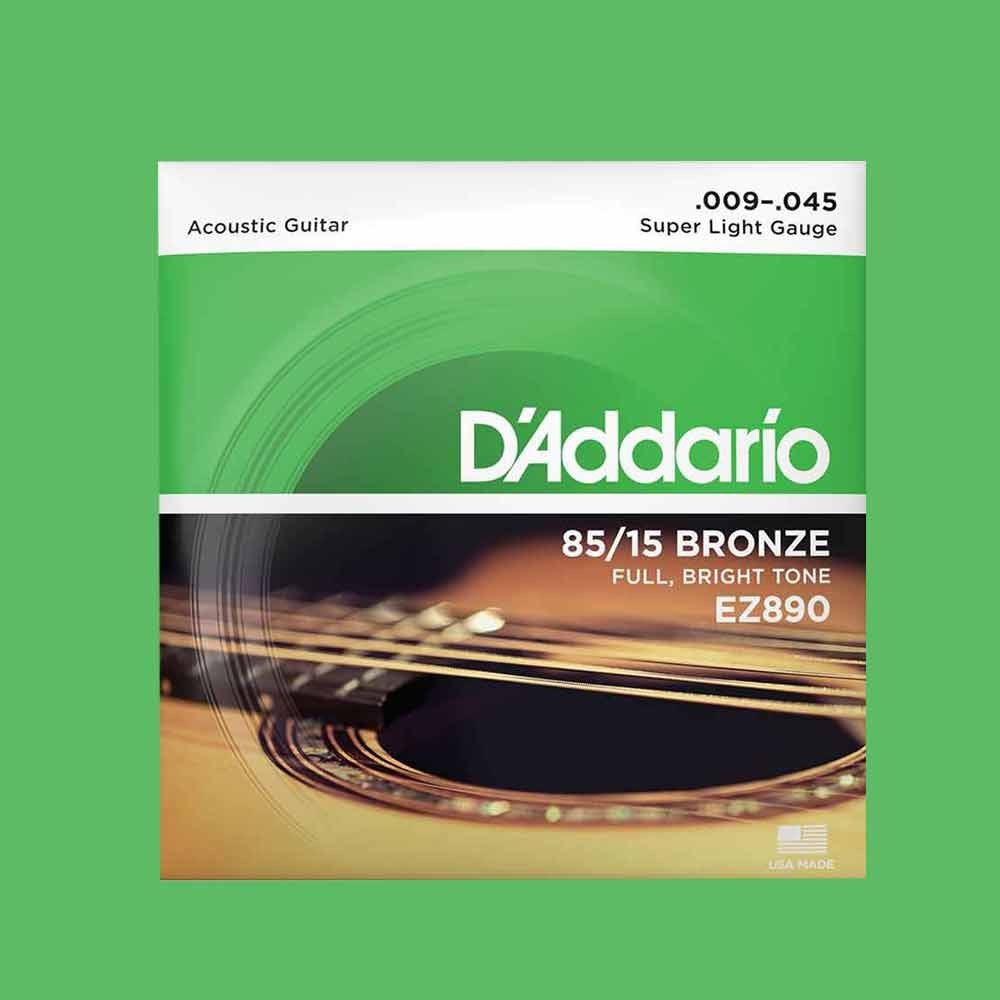 Acoustic Guitar Strings, Super Light EZ890 By D'Addario, 9 - 45 Gauge B