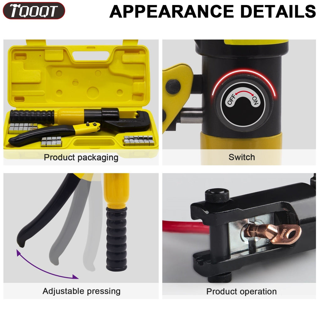 8 Dies 16 Ton Hydraulic Crimper Wire Battery Cable Lug Terminal Crimping Tool UK