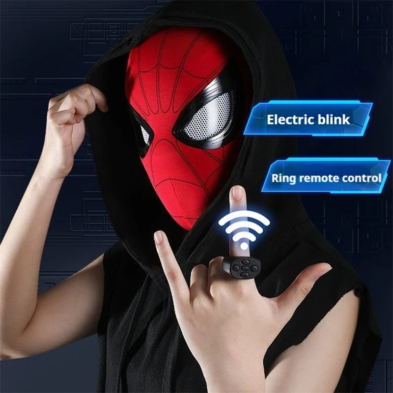 Spiderman Mask with Ring Remote Control Eye Closing Blinking Eyes Helmet Cosplay