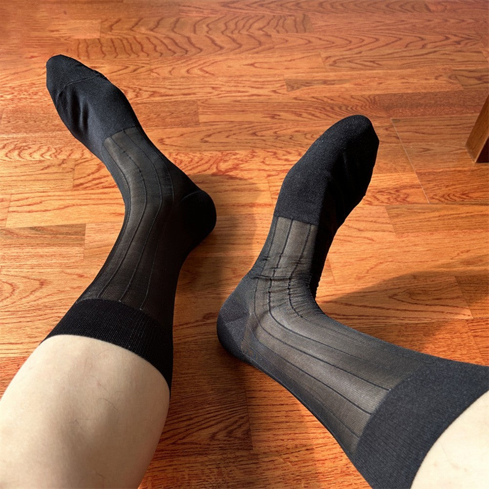 Men's Ultra Thin Sheer Socks 80% Polyamide 20% Spandex for Formal Dress Wear