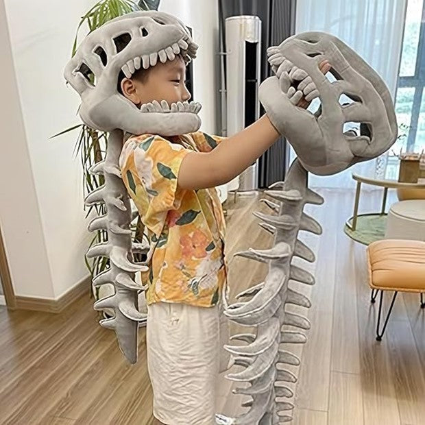 Silly Dino Plush Wearable Sillydino Skeleton Plush Hood,Soft Spinosaurus Outfit