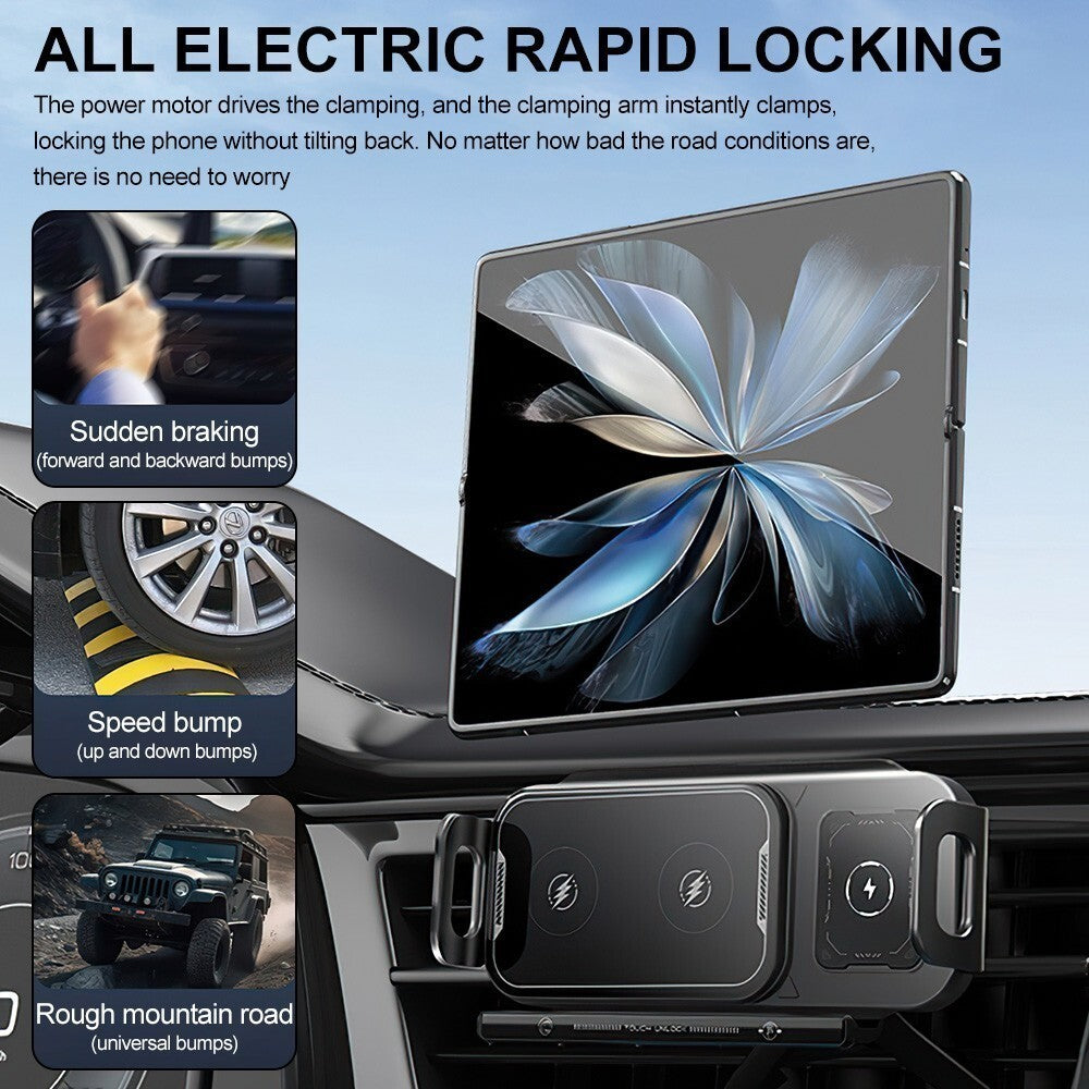 15W Wireless Charger Car Phone Mount Holder Air Vent Fast Charging Rotating UK