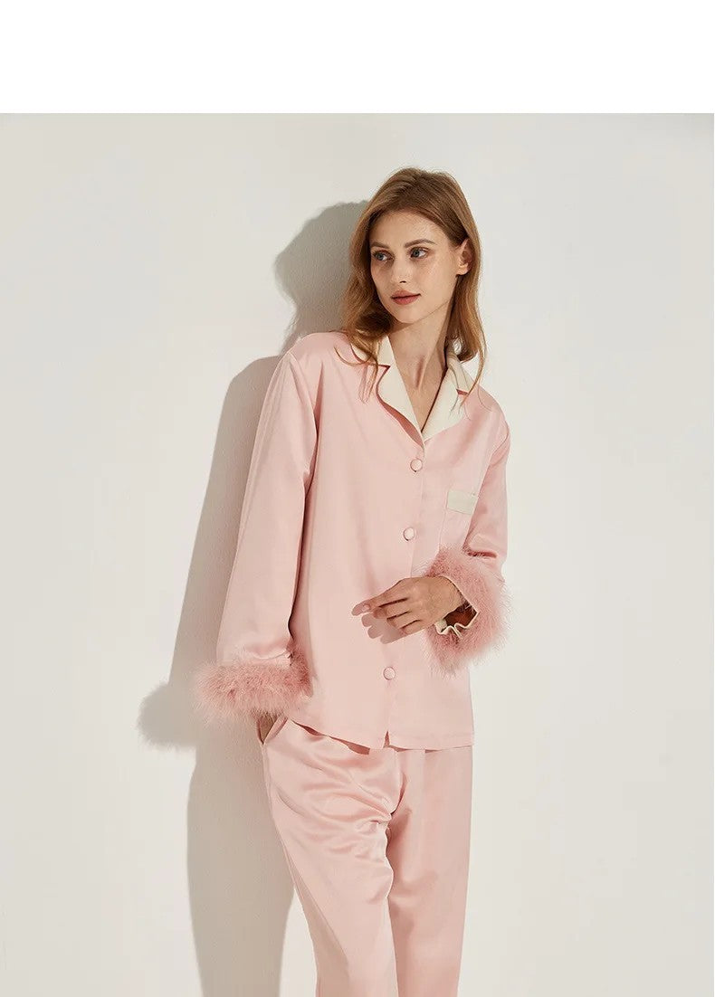 Womens Pajamas Women's Autumn Winter Fleece Thickened Removable Feather Homewear