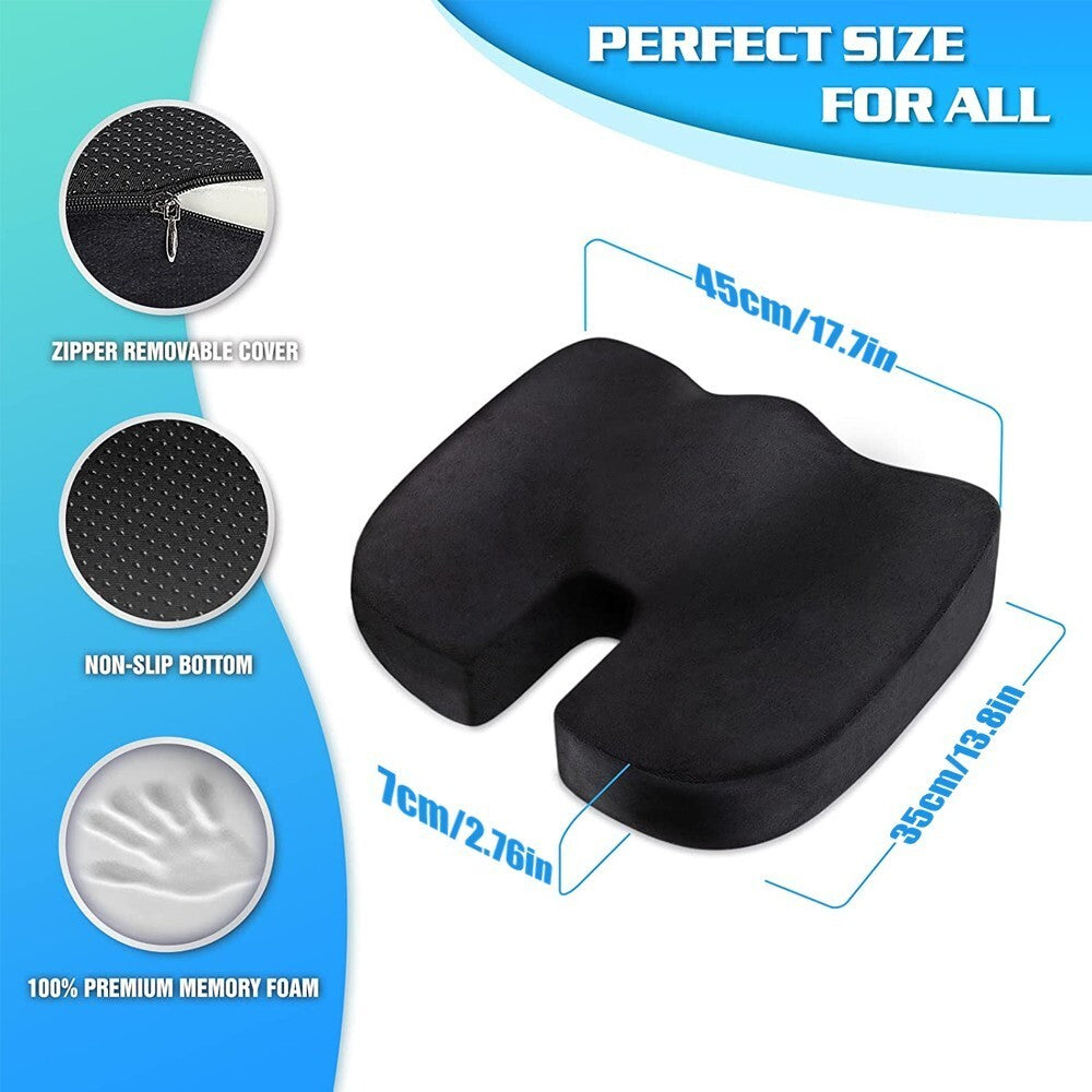 Cushion Seat Pillow Orthopaedic Coccyx Back Pain Relief Memory Foam Office Chair