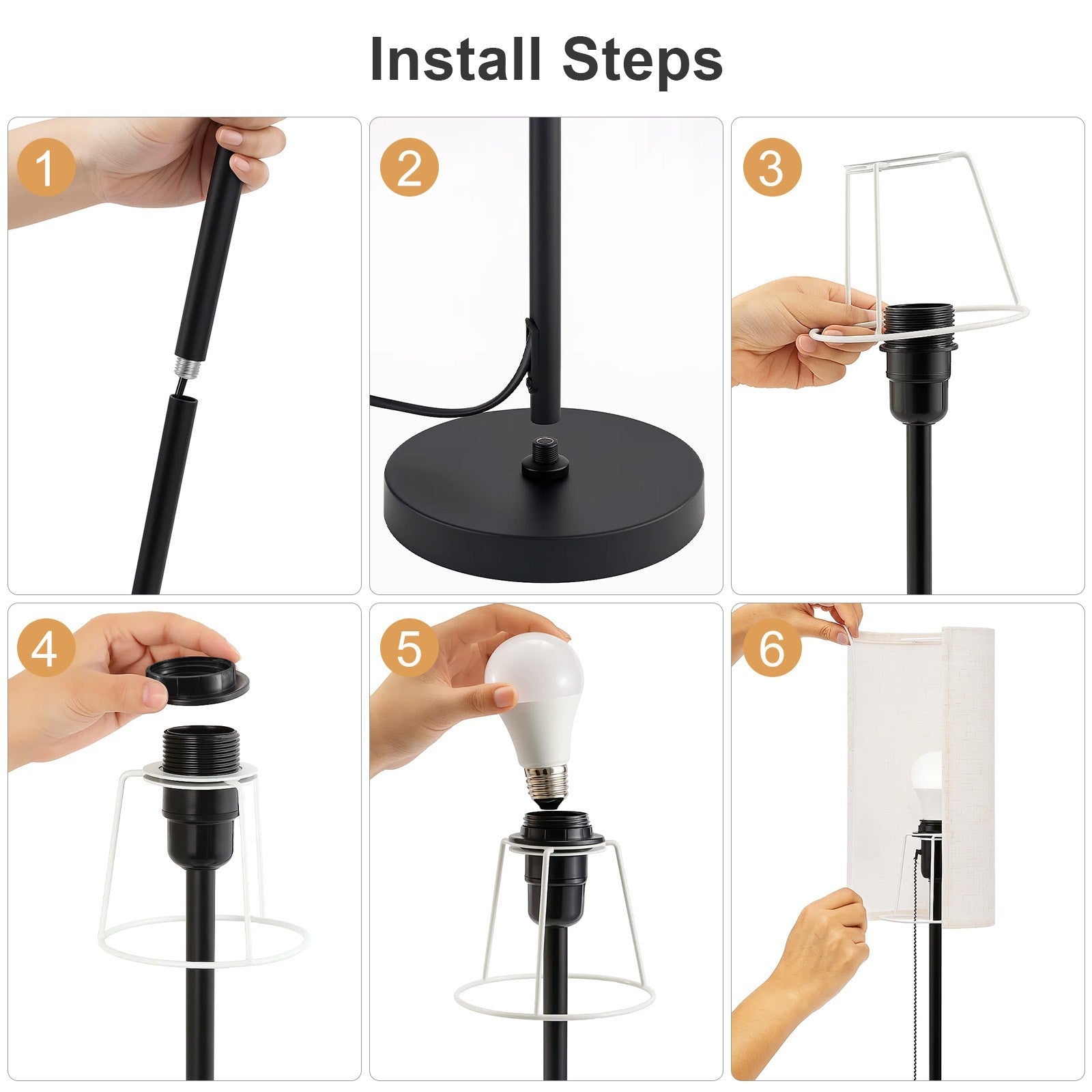 Floor Lamps for Living Room Standing Lamp with Lampshade 3 Color Temperatures