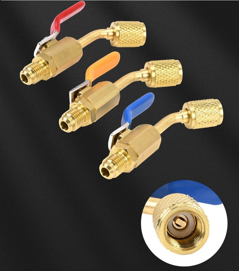 3PCS Brass Air Conditioning HVAC 1/4" Shut Valve Adapter For AC Charging Hoses