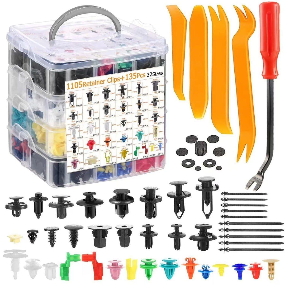 1240Pcs Universal Fasteners Trim Clips Bumper Body Panel Retainers Push Pins Kit