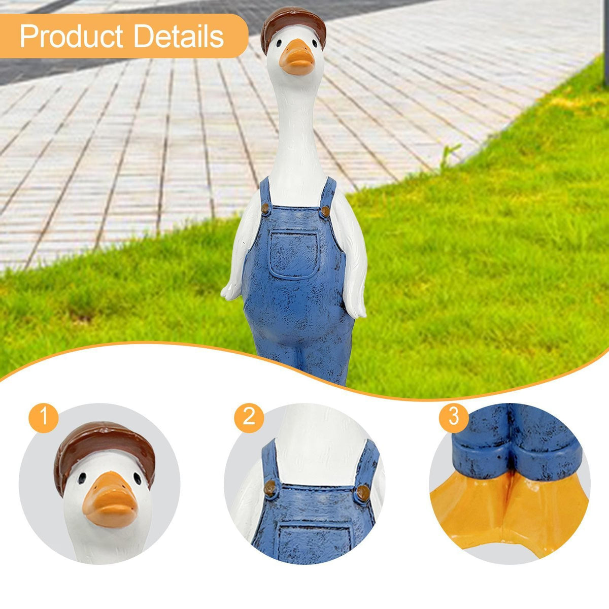 Garden Duck Statue Decor Creative Resin Duck Ornament for Lawn Outdoor Desk
