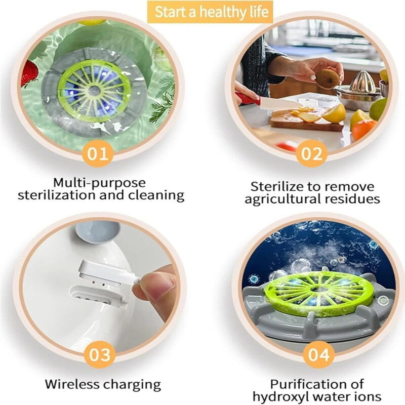 Portable Seattleget Ultrasonic Cleaner Remove Pesticides Fruit Vegetable Washer