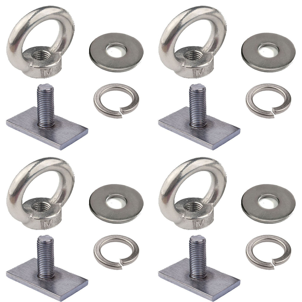4x M8 T Bolt Eye Nut lashing set for Rhino Thule Yakima Pro Rola roof rack 16mm