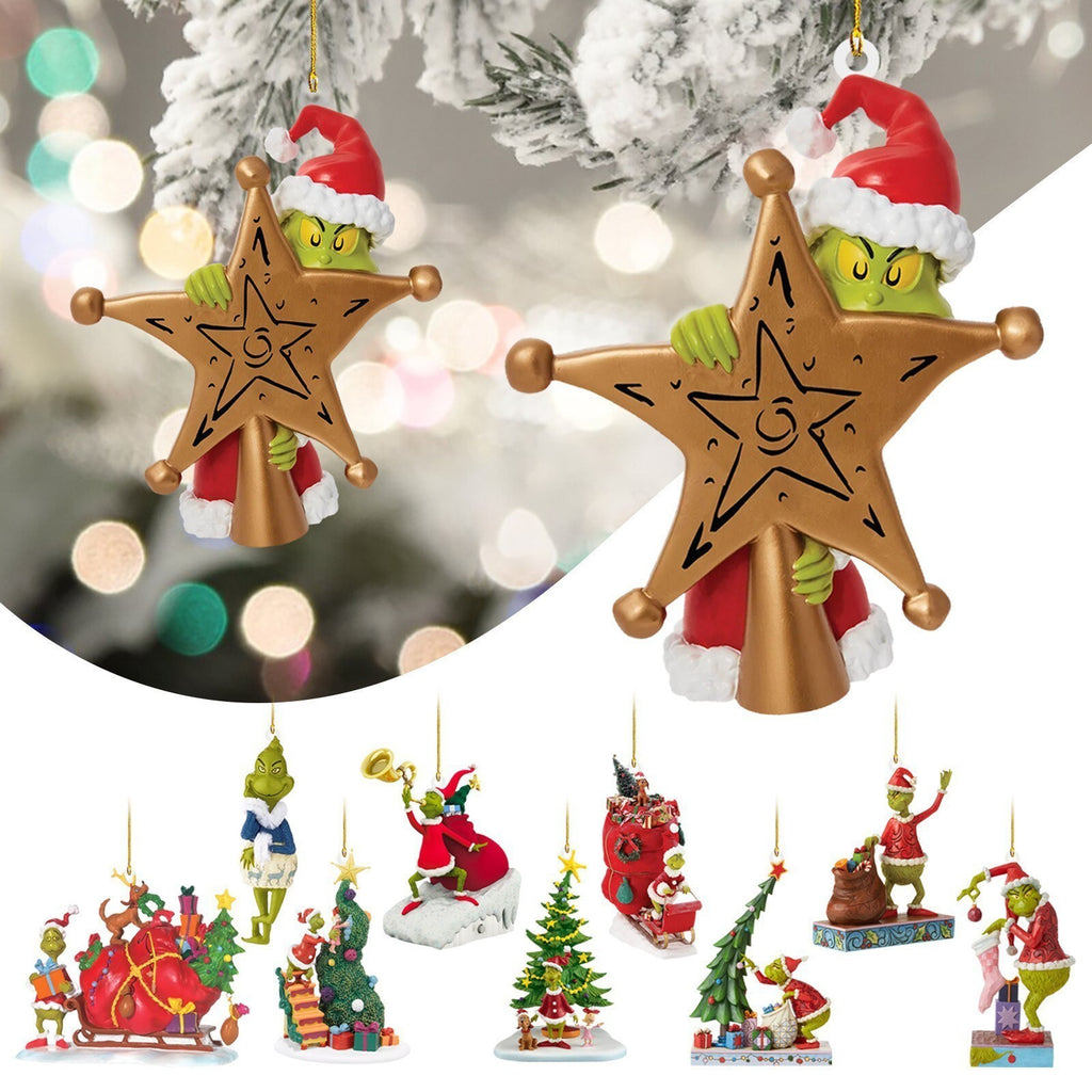 20X Merry Christmas Grinch Ornament Xmas Tree Hanging Figure Decoration Pendants