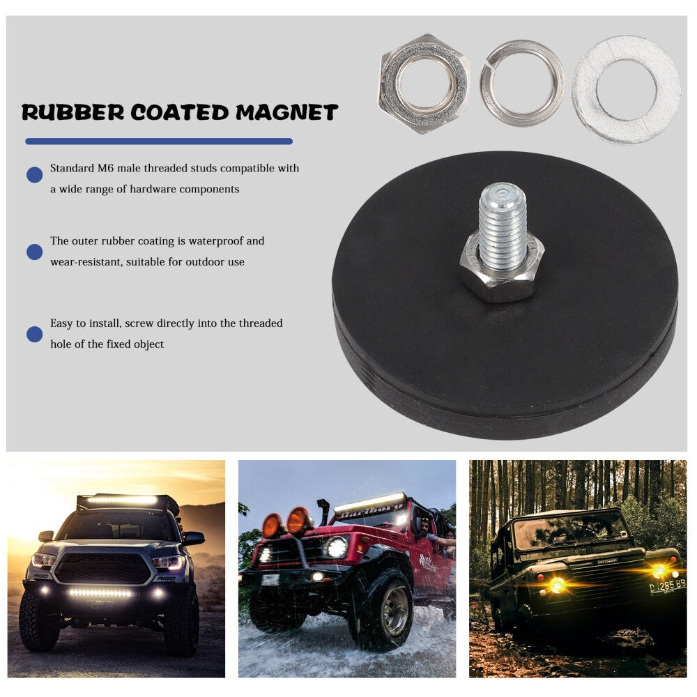 6pcs Heavy Duty Rubber Coated Magnets Mounting Set Outdoor Equipment