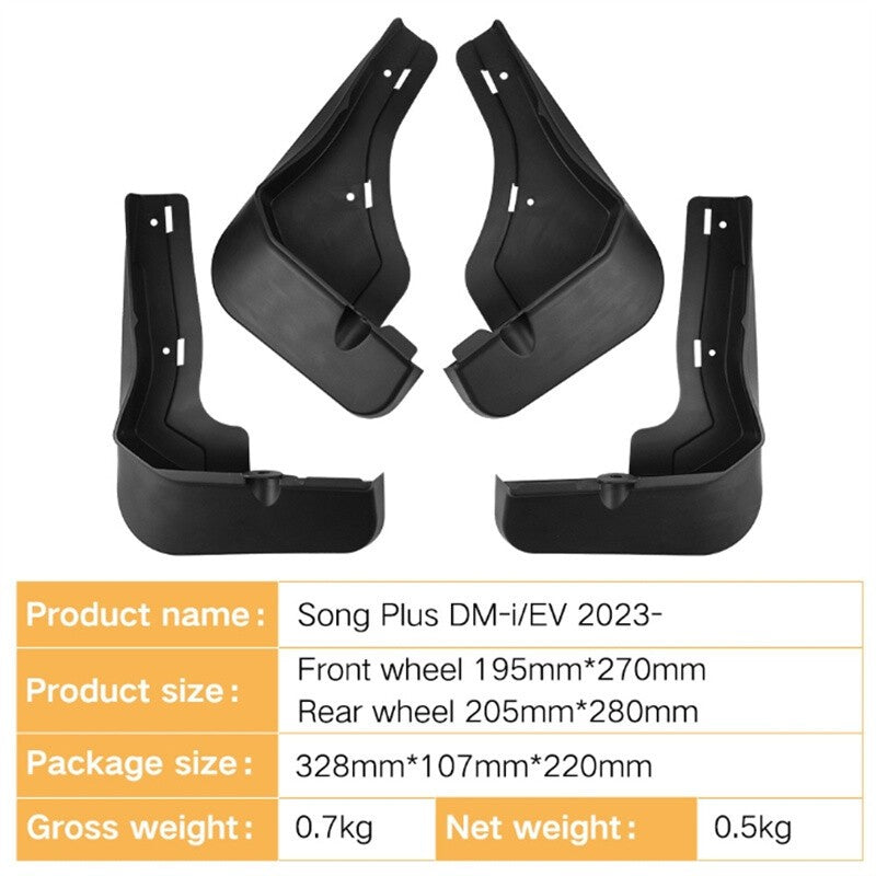 4PCS Car Mud Flaps Splash Guard Fender Mudguard For BYD SEAL U EV DM-i 2025 2026