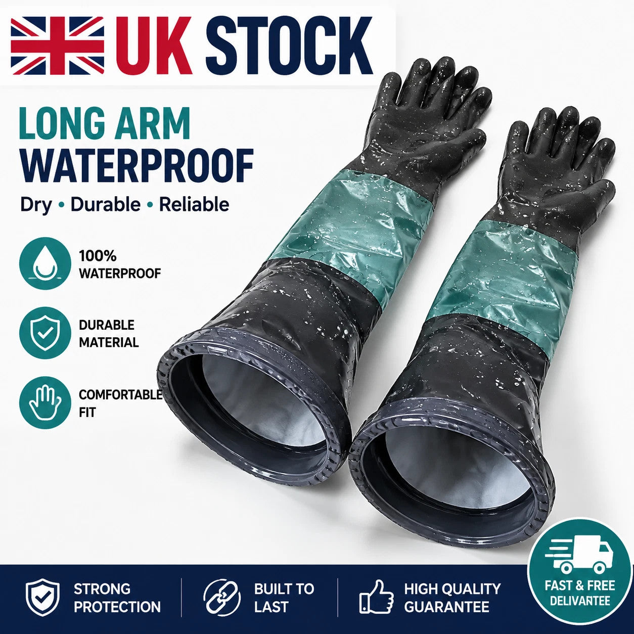 1Pair Long Sleeve Blast Gloves Sand Blasting Cabinet SandBlasting Shot Protector