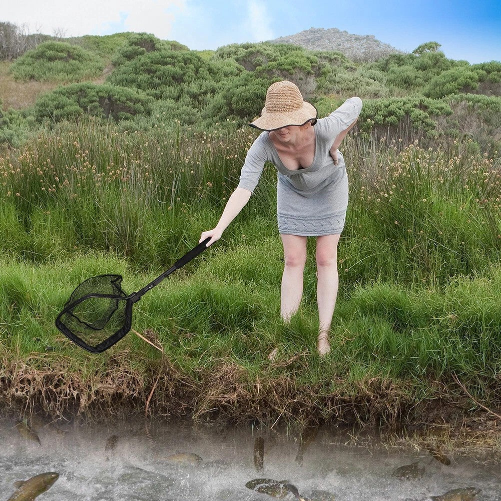 2pcs Rubber Coated Landing Net Telescopic Foldable Floating Fishing Net Trout