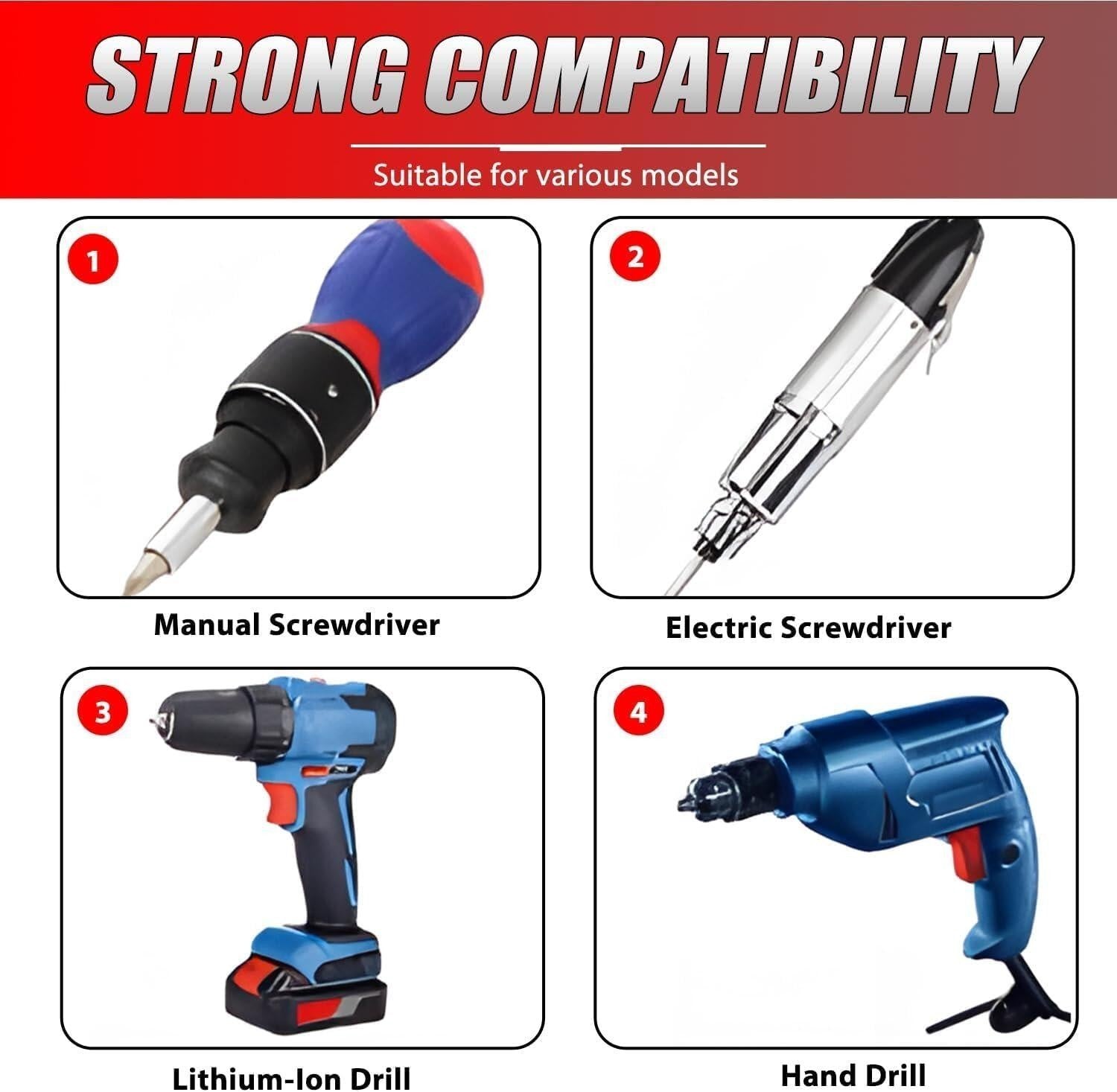 5PCS Plasterboard Screw Setter Bit PH2 50mm Magnetic 1/4" Hex Shank Drywall Tool